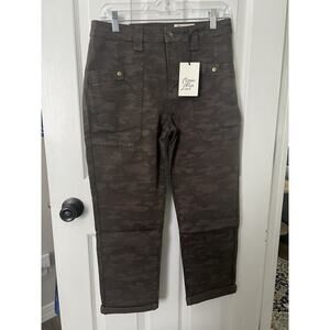 Cosmic Blue Love Cameron Relaxed Cuffed Cargo Womens High Rise Jeans 28 Petite